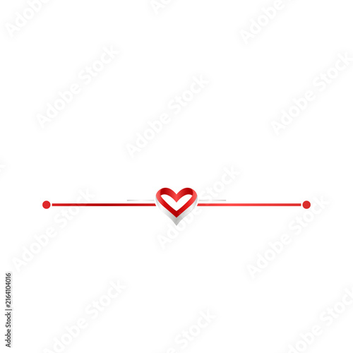 Double Line Heart Ribbon realistic 3D style featuring a thin line border with a heart centerpiece ideal for patriotic headers dividers and greeting designs