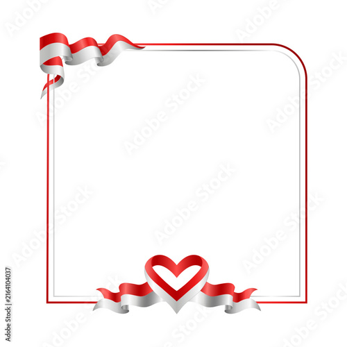 Heart Bottom Ribbon Frame realistic 3D style featuring a rectangular frame with heart ribbon at the bottom ideal for patriotic greetings posters and celebration designs