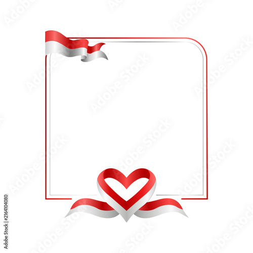 Ribbon Heart Frame realistic 3D style featuring a rectangular frame with a heart ribbon accent ideal for patriotic greetings posters and celebration designs