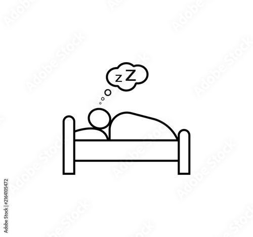 Sleeping in Bed Minimalist Rest Icon Vector