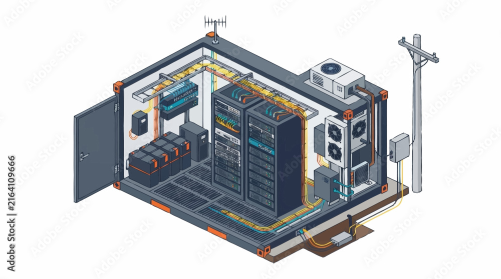 Fototapeta premium Modern data center with servers and networking equipment.