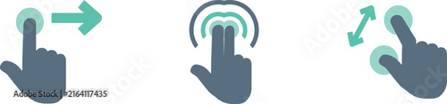 Set of touch gesture icons swipe and pinch actions for digital interfaces flat vecto