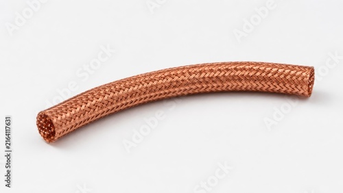 Copper Braided EMI Shielding Sleeve Engineering Sample on Light Background