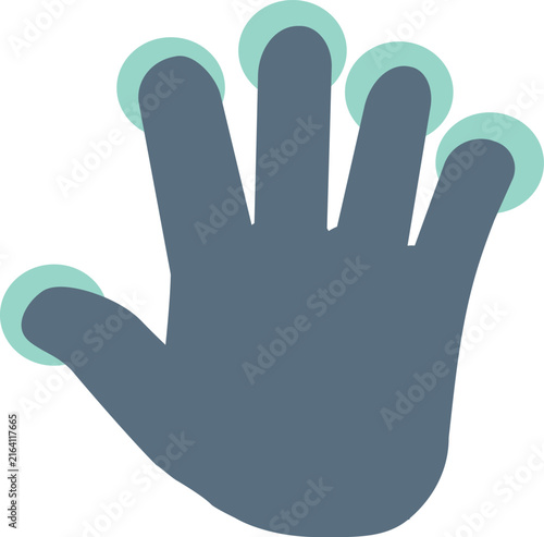 Flat hand icon with touch points minimalist vector graphic for digital interaction a