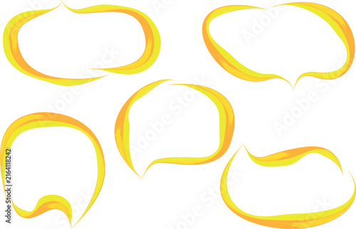 yellow color speech bubbles with abstract style outline