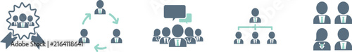 Teamwork and organization icons business hierarchy and collaboration symbols for web