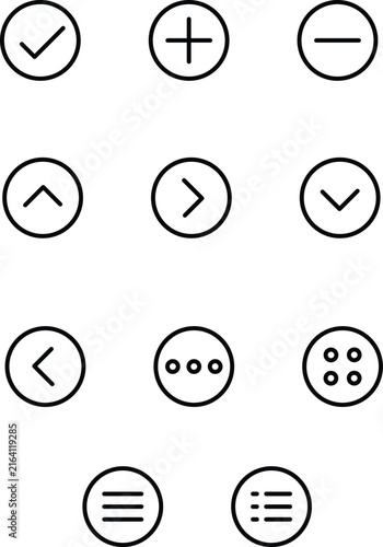 Set of simple outline icons basic navigation and action symbols for web and app desi