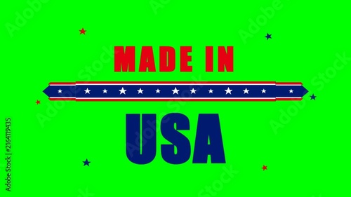 Patriotic Made in USA graphic label with stars and stripes design for American product origin certification