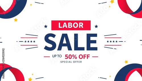 Labor Sale Banner With Fifty Percent Off Discount Text For Advertising Marketing Promotion Poster And Flyer Design Template