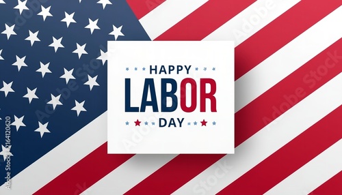 Happy Labor Day Text Box on American Flag Stars and Stripes Background Design