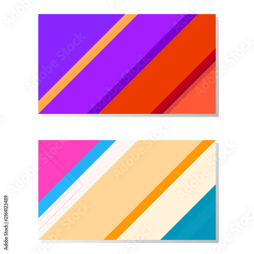 Set Modern Abstract Background with Minimalist Diagonal Geometric Shapes Blue Orange Purple Pink Flat Colorful Design Vector. Good for Website Banners, Corporate Presentations, Branding, Posters