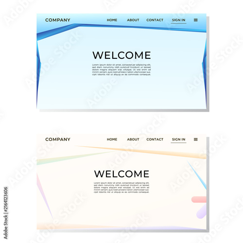 Illustration Abstract Background With Landing Page Style Geometric Shapes Blue Orange Gradient Color Website Design Vector. Ideal for Social Media Posts, Website Banners, Presentations, Branding