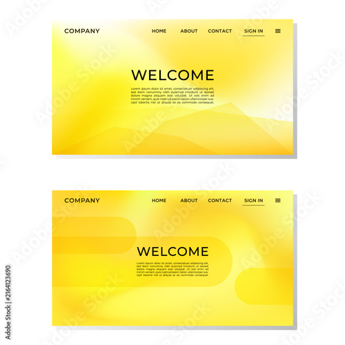Illustration Abstract Background With Landing Page Style Geometric Shapes Yellow Orange Gradient Color Website Design Vector. Ideal for Social Media Posts, Website Banners, Presentations, Branding