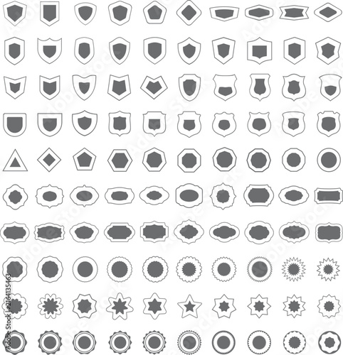 Ornamental Badge and Emblem Shape Collection with Decorative Frames
