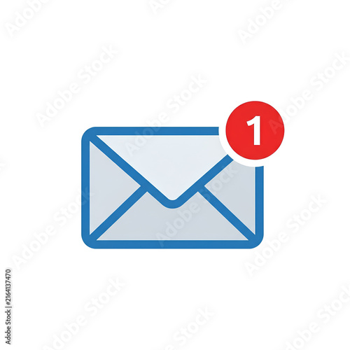Email Notification Icon with Red Badge 1.