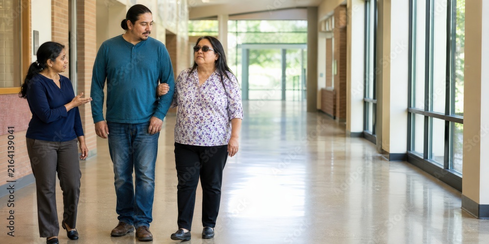 Obraz premium Low Vision Rehabilitation Family Practices Respectful Sighted Guide