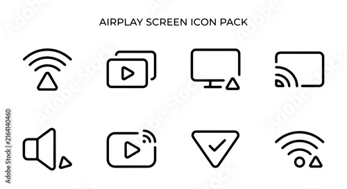 Принти на полотні Airplay Screen Icon Pack, Wireless Streaming Symbols, Digital Media Connectivity