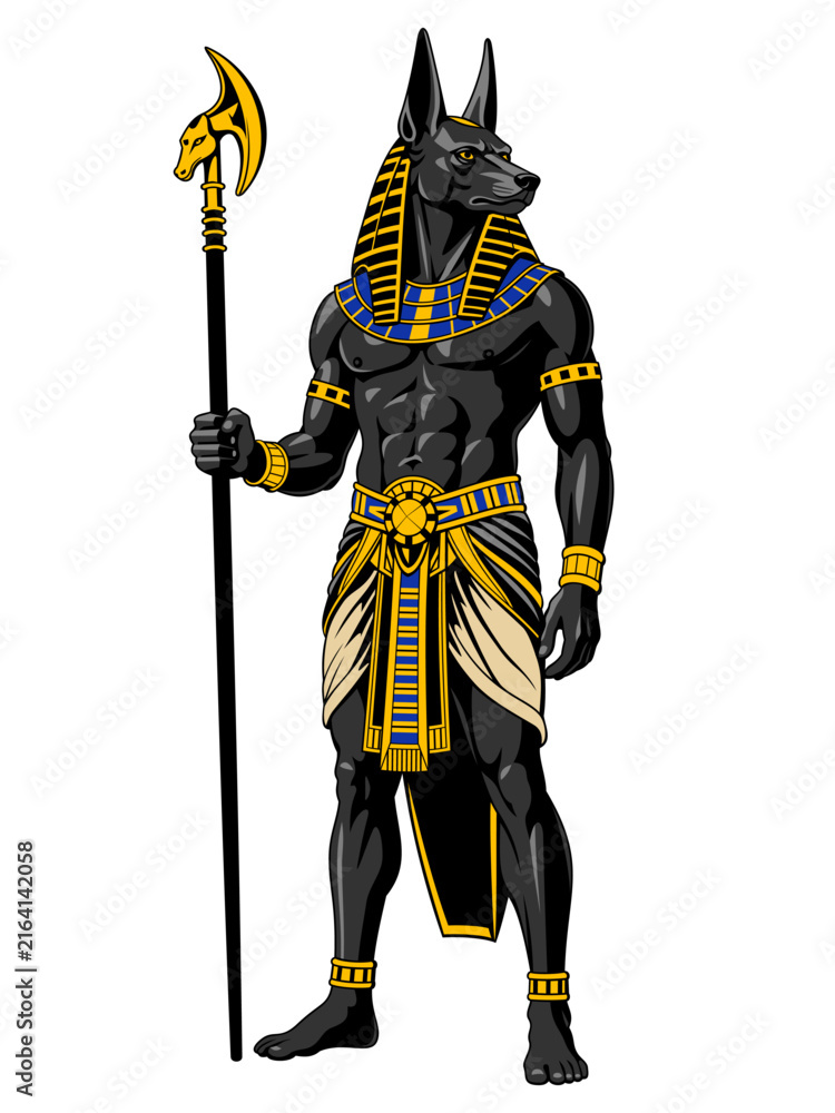 Obraz premium Anubis. Ancient Egyptian God. Color vector clipart.