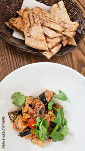 Eggplant salad and bread