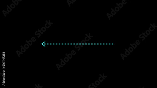 Minimalist Cyan dashed line arrow animation pointing Left on a clean black background.