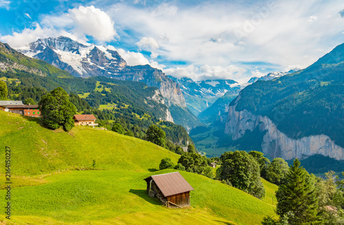 Scenic view to Lauterbrunnen valley from Wengen village, Switzerland
