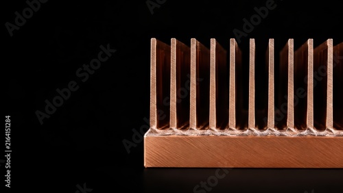 Copper Heat Sink Cross Section Showing Cooling Fins and Solid Base
