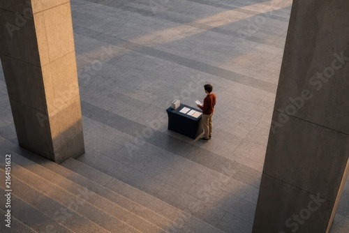 Registration Information Table in Spacious Modern Public Plaza