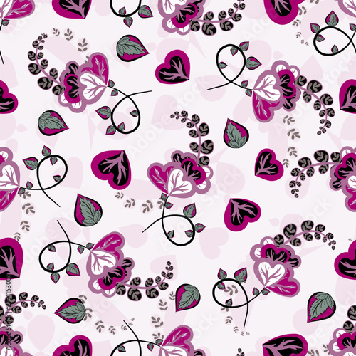 Floral seamless pattern, Flower chintz pattern seamless vector border print. Botanical batik background. Arabesque floral ornament motif for decoration fabric, women clothing, scarf, wallpaper design.