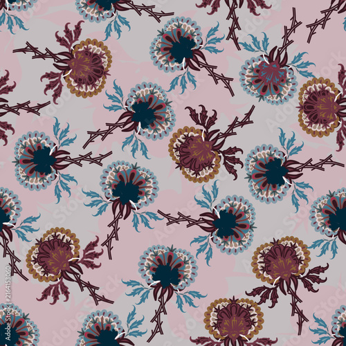 Floral seamless pattern, Flower chintz pattern seamless vector border print. Botanical batik background. Arabesque floral ornament motif for decoration fabric, women clothing, scarf, wallpaper design.