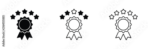 Foto Quality Award Ribbon, five stars achievement symbols representing excellence, re
