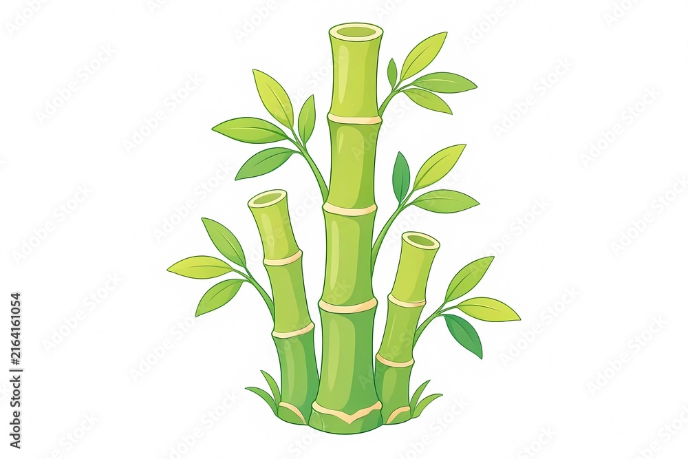 Fototapeta premium Cute Cartoon Bamboo Tree Illustration, Generative AI