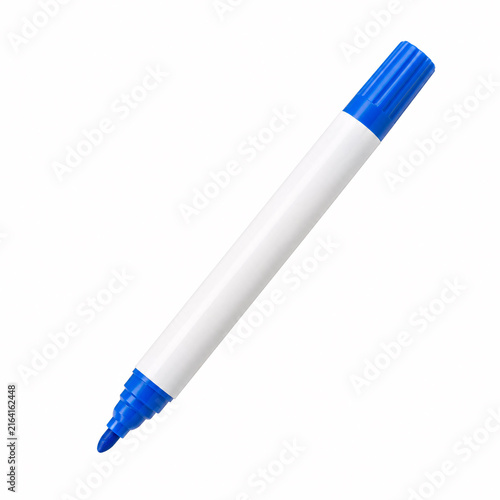 Blue and white marker pen isolated on white background