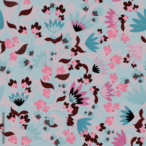 Floral seamless pattern, Flower chintz pattern seamless vector border print. Botanical batik background. Arabesque floral ornament motif for decoration fabric, women clothing, scarf, wallpaper design.