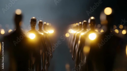 Abstract Human Figures Illuminated by Golden Light, Cinematic Concept
