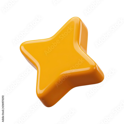 Bright Orange Star Shape Icon on Transparent Background