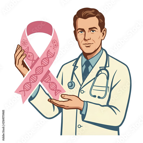 Doctor Holding Pink Ribbon Symbol for Breast Cancer Awareness 16.
