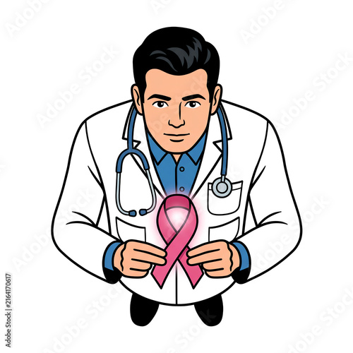 Doctor Holding Pink Ribbon Symbol for Breast Cancer Awareness 20.