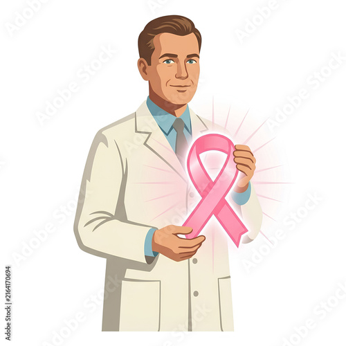 Doctor Holding Pink Ribbon Symbol for Breast Cancer Awareness 19.