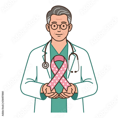 Doctor Holding Pink Ribbon Symbol for Breast Cancer Awareness 22.