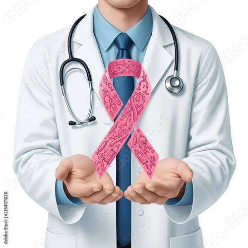 Doctor Holding Pink Ribbon Symbol for Breast Cancer Awareness 23.