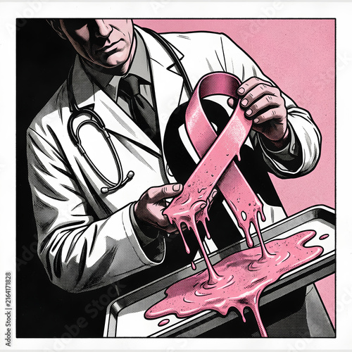 Doctor Holding Pink Ribbon Symbolizing Breast Cancer Awareness 1.