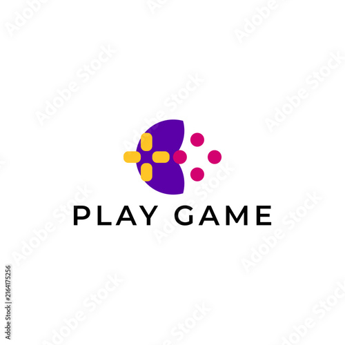Illustration Modern Game Joystick Logo Icon with Bold Minimalist Emblem Orange Purple Flat Color Design Vector. Good for Games Companies, Sports Teams, Gaming Brands, Corporate Identity, Badges