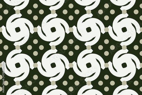 Картината върху платно Seamless green pattern of rotating coiled spirals