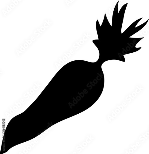 Carrot Vegetable Silhouette Vector Icon Isolated on White Background