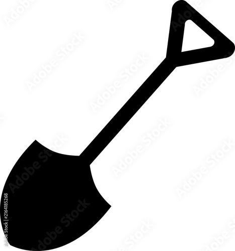 Shovel Silhouette Vector Icon Isolated on White Background
