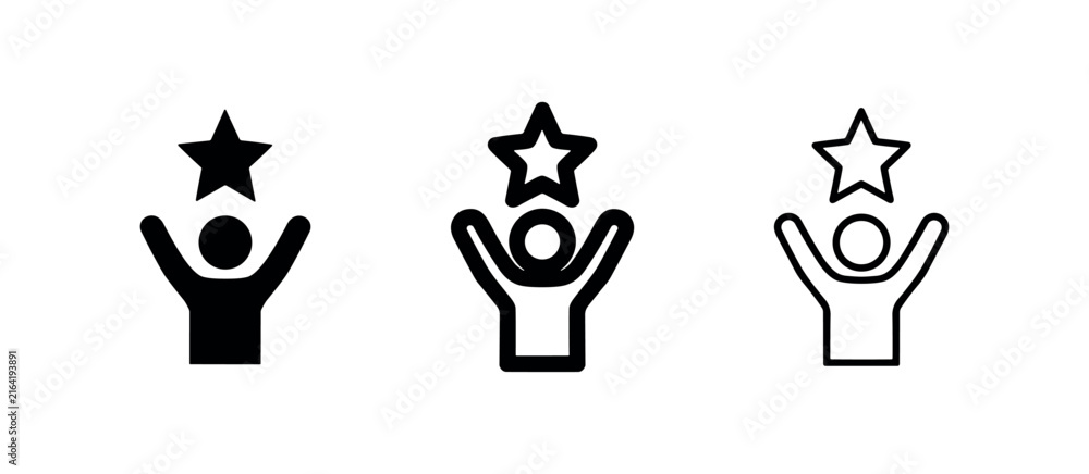 Fototapeta premium Successful Person Star Rating Icon Set