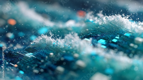 Teal foam and bubble textured abstract background