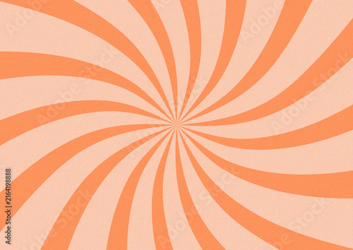 orange spiral sunburst background, retro 60s 70s psychedelic twisted radial ray pattern illustration, peach vintage swirl wallpaper with texture