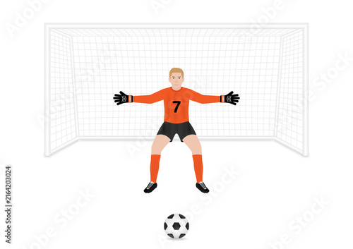 Konstfotografi A Goalkeeper is Preparing to Save the Goal in the Soccer Stadium