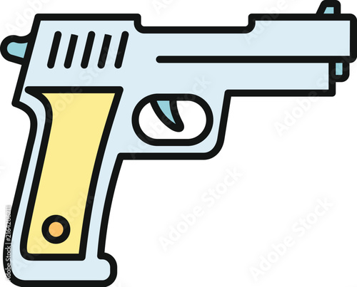 Foto Simple flat illustration showing a pistol weapon for self defense or danger